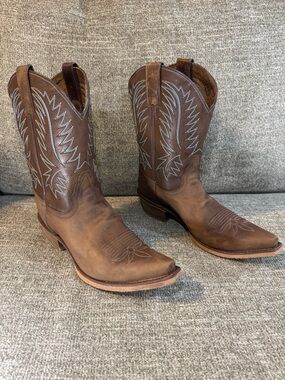 Nocona Katherine Brown Leather Boot Western Cowgirl Snip ToeTurquoise Size 9B